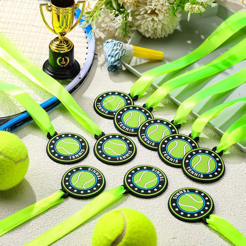 Loetere 24 Pcs Sport Ball Award Medals Bulk 2 Inch Rubber Ball Medals Trophies with Ribbons for Winner or Team Participation Gift - Image 4